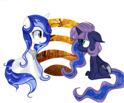 Size: 6000x5000 | Tagged: safe, artist:applerougi, oc, oc only, oc:princess silverlay, oc:shaddy, alicorn, pony, absurd resolution, alicorn oc, duo, female, folded wings, looking at each other, mare, profile, simple background, sisters, sitting, transparent background, wings