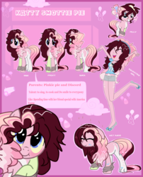 Size: 2700x3341 | Tagged: safe, artist:applerougi, oc, oc only, oc:katty smottie pie, pony, equestria girls, g4, equestria girls-ified, high res, interspecies offspring, offspring, parent:discord, parent:pinkie pie, parents:discopie, reference sheet, solo, wet mane, younger