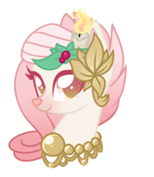 Size: 800x922 | Tagged: safe, artist:crystal-tranquility, deer pony, original species, pond pony, bust, candle, cute, female, ghost of christmas past, jewelry, portrait, simple background, solo, transparent background