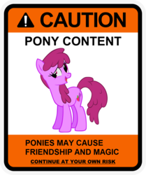 Size: 900x1078 | Tagged: safe, artist:gn33101, berry punch, berryshine, earth pony, pony, g4, caution sign, female, mare, solo, title drop, warning, welcome to the herd