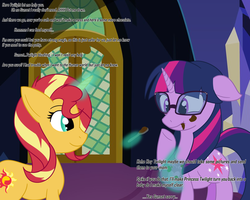 Size: 3000x2400 | Tagged: safe, artist:diaperednight, sci-twi, sunset shimmer, twilight sparkle, pony, unicorn, equestria girls, equestria girls specials, g4, my little pony equestria girls: better together, my little pony equestria girls: spring breakdown, chocolate pudding, equestria girls ponified, feeding, glasses, high res, levitation, magic, offscreen character, ponified, telekinesis, unicorn sci-twi