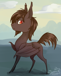 Size: 1000x1252 | Tagged: source needed, useless source url, safe, artist:sunny way, oc, oc only, bat pony, pony, rcf community, chibi, cute, male, pony oc, present, stallion, wings