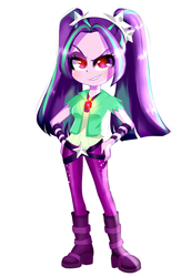 Size: 4520x6580 | Tagged: safe, artist:shinymoonblue, aria blaze, equestria girls, g4, my little pony equestria girls: rainbow rocks, evil smile, female, gem, glowing eyes, grin, hand on hip, simple background, siren gem, smiling, smirk, solo, white background