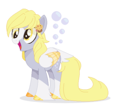 Size: 523x451 | Tagged: safe, artist:foxysparkle, artist:selenaede, derpy hooves, pegasus, pony, g4, alternate design, base used, coat markings, ear piercing, earring, female, jewelry, mare, piercing, simple background, smiling, socks (coat markings), solo, transparent background, two toned wings
