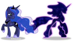 Size: 1024x573 | Tagged: safe, artist:vector-brony, princess luna, tantabus, alicorn, pony, do princesses dream of magic sheep, g4, female, hoof shoes, jewelry, looking back, mare, raised hoof, regalia, sad, simple background, transparent background, vector