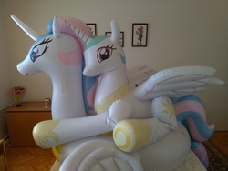 Size: 4032x3024 | Tagged: safe, artist:arniemkii, princess celestia, alicorn, inflatable pony, pony, unicorn, g4, bootleg, female, hongyi, horseplaytoys, inflatable, inflatable alicorn, inflatable float, inflatable toy, mare, pool toy