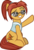 Size: 1328x1932 | Tagged: safe, artist:lightning stripe, derpibooru exclusive, oc, oc only, oc:caramel swallowtail, earth pony, pony, g4, brown eyes, clothes, cutie mark, female, glasses, lidded eyes, mare, orange coat, ponytail, red mane, shit eating grin, show accurate, simple background, sitting, smug, solo, transparent background, vest