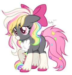 Size: 1172x1220 | Tagged: safe, artist:mintoria, oc, oc only, oc:wishing star, earth pony, pony, bow, chest fluff, female, hair bow, mare, simple background, solo, transparent background