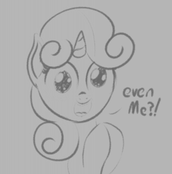 Size: 752x757 | Tagged: safe, artist:cosmonaut, sweetie belle, pony, g4, female, monochrome, solo, sparkly eyes
