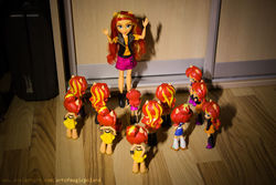 Size: 1024x684 | Tagged: safe, artist:artofmagicpoland, sunset shimmer, equestria girls, equestria girls series, g4, spoiler:eqg series (season 2), april fools, april fools 2019, doll, equestria girls minis, eqventures of the minis, fashion squad, female, irl, multeity, photo, reboot series, scared, shimmerstorm, toy