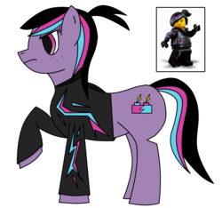 Size: 1676x1572 | Tagged: safe, artist:arcturus-fyre, pony, clothes, crossover, jacket, lego, ponified, simple background, solo, the lego movie, transparent background, wyldstyle