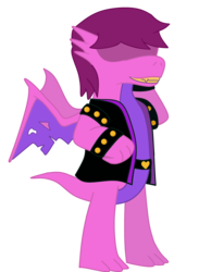 Size: 2200x3000 | Tagged: safe, artist:maxter-advance, edit, dragon, spoiler:deltarune, clothes, crossover, deltarune, dragoness, dragonified, female, high res, simple background, solo, species swap, susie (deltarune), transparent background