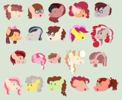 Size: 1012x832 | Tagged: safe, artist:srbarker, oc, oc only, pony, bust, dot eyes, green background, offspring, parent:cheese sandwich, parent:pinkie pie, parents:cheesepie, simple background