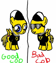 Size: 841x949 | Tagged: safe, artist:pengoothetimelord, pony, good cop bad cop, green text, lego, ponified, red text, simple background, text, the lego movie, white background