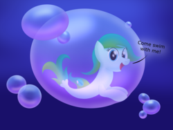 Size: 3000x2250 | Tagged: safe, artist:bladedragoon7575, oc, oc only, oc:delphina depths, seapony (g4), bubble, high res, in bubble, looking at you, seaponified, simple background, species swap, underwater