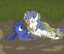 Size: 500x417 | Tagged: safe, artist:php162, princess celestia, princess luna, pony, g4, colored, mud