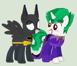 Size: 531x459 | Tagged: safe, artist:jadeharmony, artist:selenaede, pony, g4, base used, batman, gay, lego, male, ponified, shipping, the joker, the lego batman movie