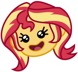 Size: 5000x4638 | Tagged: safe, artist:keronianniroro, sunset shimmer, equestria girls, equestria girls series, g4, game stream, spoiler:eqg series (season 2), absurd resolution, cute, emoji, female, gamer sunset, head only, open mouth, shimmerbetes, shimmercode, simple background, solo, transparent background, vector