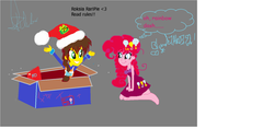 Size: 1780x912 | Tagged: safe, artist:blondetardis26, artist:msdeutschland, pinkie pie, rainbow dash, equestria girls, g4, 1000 hours in ms paint, bad cropping, base used, clothes, cosplay, costume, crossover, emmet brickowski, female, gray background, lego, lesbian, rule 63, ship:pinkiedash, shipping, simple background, text, the lego movie, thought bubble, white background