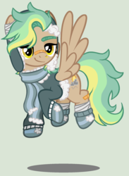 Size: 1408x1928 | Tagged: dead source, safe, artist:grumppanda, oc, oc only, oc:golden daze, pegasus, pony, clothes, female, mare, scarf, simple background, solo, transparent background