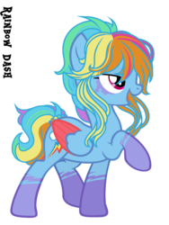 Size: 1176x1568 | Tagged: safe, artist:x-dainichi-x, rainbow dash, pegasus, pony, g4, alternate design, alternate hairstyle, female, mare, simple background, solo, transparent background, two toned wings