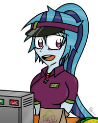 Size: 1600x2000 | Tagged: safe, artist:stealingshad3z, sonata dusk, equestria girls, g4, female, food, job, solo, taco, taco bell, taco tuesday, working