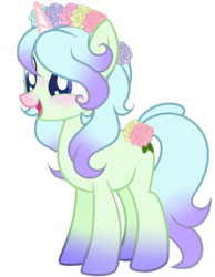 Size: 908x1168 | Tagged: safe, artist:angelamusic13, oc, oc only, pony, unicorn, female, floral head wreath, flower, mare, solo