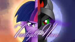 Size: 1280x720 | Tagged: safe, artist:lilimani8, king sombra, twilight sparkle, alicorn, pony, two sided posters, g4, female, gritted teeth, twilight sparkle (alicorn), two sides