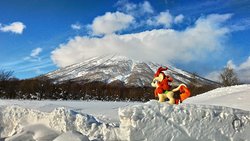 Size: 2048x1152 | Tagged: safe, artist:hihin1993, autumn blaze, kirin, pony, g4, sounds of silence, forest, irl, japan, majestic, mountain, photo, plushie, snow, solo