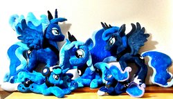 Size: 1928x1102 | Tagged: safe, artist:hihin1993, princess luna, pony, g4, calendar of lunas, collection, irl, japan, multeity, photo, plushie