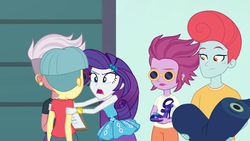 Size: 1920x1080 | Tagged: safe, screencap, august skies, candyberry, fluorite fire, pearl pompadour, pilot pearl, rarity, equestria girls, equestria girls specials, g4, my little pony equestria girls: better together, my little pony equestria girls: rollercoaster of friendship, background human, rarity peplum dress