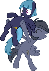 Size: 1025x1490 | Tagged: safe, artist:chipmagnum, oc, oc only, oc:sabrina, pegasus, pony, g4, female, holding a pony, mare, simple background, transparent background