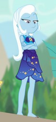 Size: 552x1187 | Tagged: safe, screencap, trixie, equestria girls, equestria girls specials, g4, my little pony equestria girls: better together, my little pony equestria girls: forgotten friendship, clothes, cropped, crossed arms, feet, female, legs, looking down, sandals, sarong, smug, swimsuit