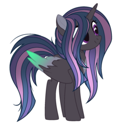 Size: 1223x1291 | Tagged: safe, artist:xxmelody-scribblexx, oc, oc only, oc:crystal magic, alicorn, pony, alicorn oc, female, magical lesbian spawn, mare, offspring, parent:mean twilight sparkle, parent:queen chrysalis, parent:twilight sparkle, parents:twisalis, solo, two toned wings