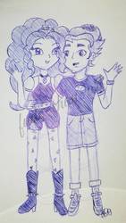 Size: 1080x1919 | Tagged: safe, artist:fude-chan-art, adagio dazzle, timber spruce, equestria girls, g4, female, male, shipping, straight, timberdazzle, traditional art