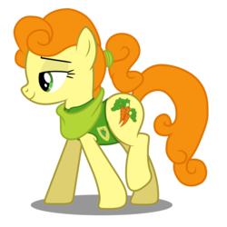 Size: 5000x5000 | Tagged: safe, artist:mundschenk85, carrot top, golden harvest, pony, g4, winter wrap up, absurd resolution, background pony, clothes, female, lidded eyes, plant team, ponytail, show accurate, simple background, solo, transparent background, vector, winter wrap up vest
