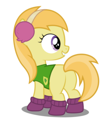 Size: 4000x4500 | Tagged: safe, artist:mundschenk85, noi, earth pony, pony, g4, winter wrap up, absurd resolution, background pony, butt, clothes, earmuffs, female, filly, plant team, plot, show accurate, simple background, socks, solo, transparent background, vector, winter wrap up vest