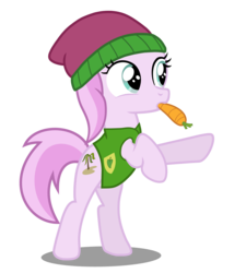 Size: 6000x7000 | Tagged: safe, artist:mundschenk85, piña colada, earth pony, pony, g4, winter wrap up, absurd resolution, background pony, bipedal, carrot, clothes, cute, female, filly, food, mouth hold, piña cutelada, plant team, show accurate, simple background, solo, transparent background, winter cap, winter wrap up vest