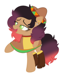 Size: 1521x1781 | Tagged: safe, artist:pegasski, artist:space--paws0w0, oc, oc only, oc:pancita, pegasus, pony, g4, base used, boots, clothes, colored pupils, commission, ear piercing, earring, female, freckles, hat, jewelry, mare, mexican, multicolored hair, open mouth, piercing, poncho, raised hoof, shoes, simple background, socks, solo, sombrero, transparent background