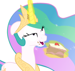 Size: 1091x1024 | Tagged: safe, artist:watching lizard, princess celestia, pony, g4, ahegao, cake, cakelestia, derp, faic, food, majestic as fuck, open mouth, the plot thickens