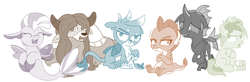 Size: 1695x557 | Tagged: safe, artist:sintakhra, gallus, ocellus, sandbar, silverstream, smolder, yona, changeling, dragon, mouse, pony, seapony (g4), yak, tumblr:studentsix, g4, baby, baby changeling, baby dragon, baby pony, blocks, calf, chickub, colt, cute, diaocelles, diastreamies, female, foal, gallabetes, male, plushie, pouting, pre changedling ocellus, sandabetes, seapony silverstream, simple background, smolderbetes, student six, white background, yak calf, yonadorable, young, younger