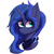 Size: 1024x1024 | Tagged: safe, artist:glazirka, princess luna, pony, g4, alternate hairstyle, bust, constellation, constellation hair, cute, ear fluff, ethereal mane, eye clipping through hair, eyebrows, eyebrows visible through hair, female, head only, lunabetes, peytral, portrait, simple background, solo, starry mane, white background