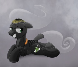 Size: 3152x2700 | Tagged: safe, artist:selenophile, oc, oc only, oc:crafty, pony, 420, butt, drugs, high res, looking back, marijuana, pipe, plot, ponified, smoke