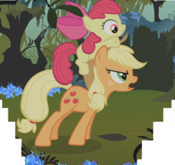 Size: 1868x1773 | Tagged: safe, composite screencap, edit, edited screencap, screencap, apple bloom, applejack, earth pony, pony, bridle gossip, g4, everfree forest, panorama, poison joke