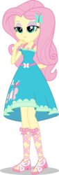 Size: 5654x16608 | Tagged: safe, artist:illumnious, artist:sugar-loop, fluttershy, equestria girls, equestria girls series, g4, .ai available, absurd resolution, clothes, dress, dress interior, eyeshadow, feet, female, fluttershy boho dress, geode of fauna, lidded eyes, magical geodes, makeup, photo, sandals, simple background, smiling, solo, transparent background, vector