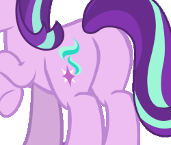 Size: 1200x1016 | Tagged: safe, anonymous artist, derpibooru exclusive, edit, starlight glimmer, pony, unicorn, g4, butt, butt only, female, gif, glimmer glutes, mare, non-animated gif, plot, simple background, solo, transparent background