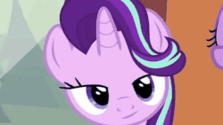 Size: 1000x562 | Tagged: safe, screencap, starlight glimmer, pony, g4, the crystalling, face, gif, lidded eyes, looking at you, non-animated gif, solo focus