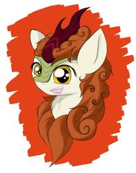 Size: 639x810 | Tagged: safe, artist:miragepotato, autumn blaze, kirin, pony, g4, sounds of silence, bust, looking at you, simple background, white background