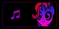 Size: 1500x750 | Tagged: safe, artist:nevermattie, derpibooru exclusive, starlight glimmer, pony, unicorn, g4, black background, cute, female, limited palette, mare, music notes, simple background, smiling, solo, vector