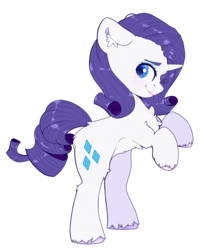 Size: 2600x3100 | Tagged: safe, artist:etoz, rarity, pony, unicorn, g4, bipedal, bipedal leaning, blushing, chest fluff, cute, ear fluff, eyebrows, eyebrows down, female, fluffy, full body, happy, high res, horn, leaning, makeup, mare, raribetes, rearing, simple background, smiling, solo, transparent background